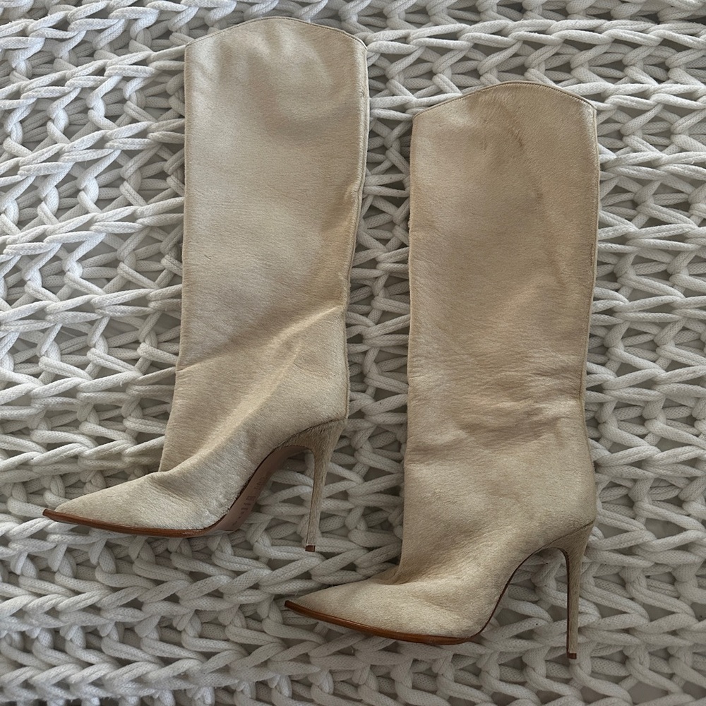 Schutz cream pony hair knee high boot